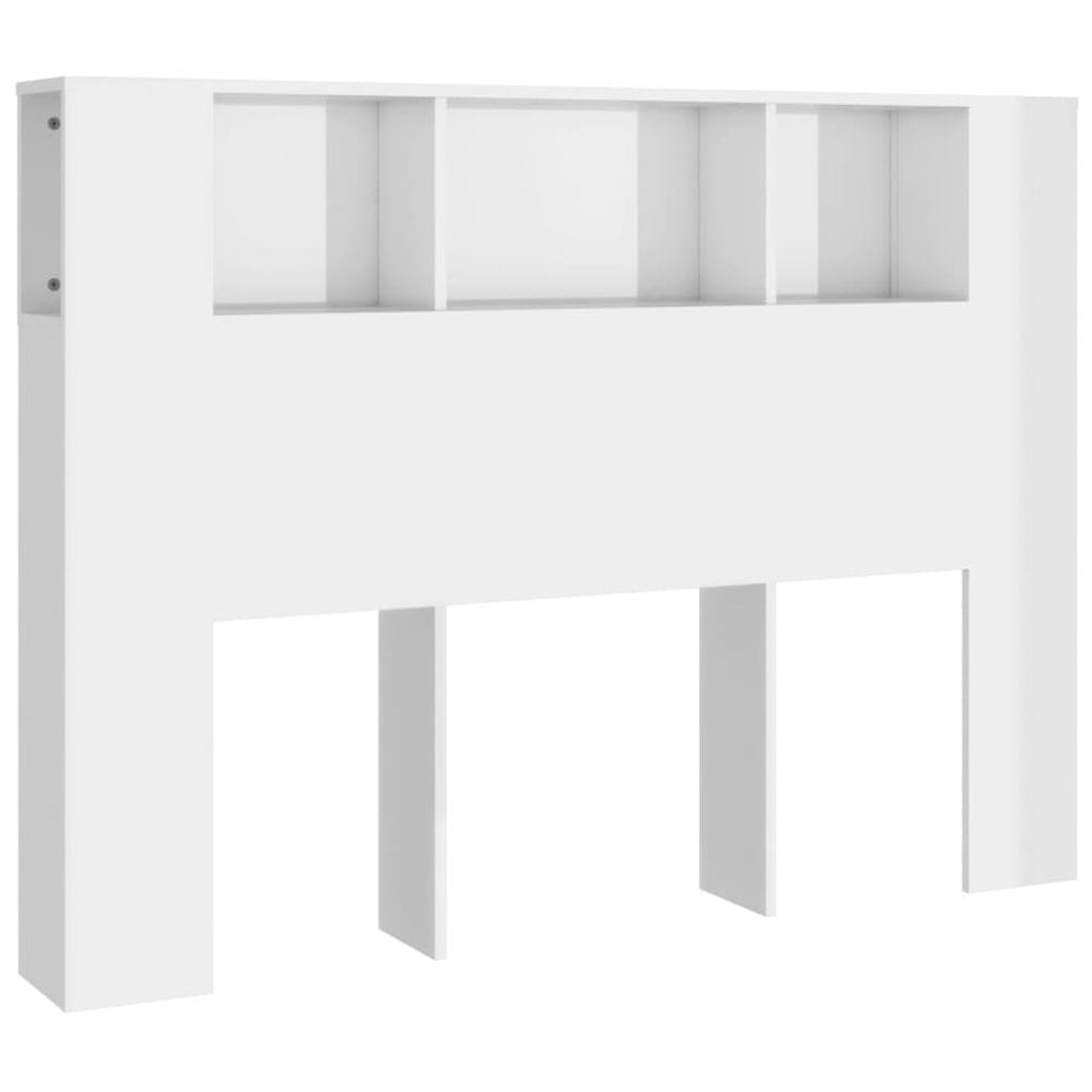 Vidaxl Čelo postele so skrinkou lesklé biele 140x18,5x104,5 cm